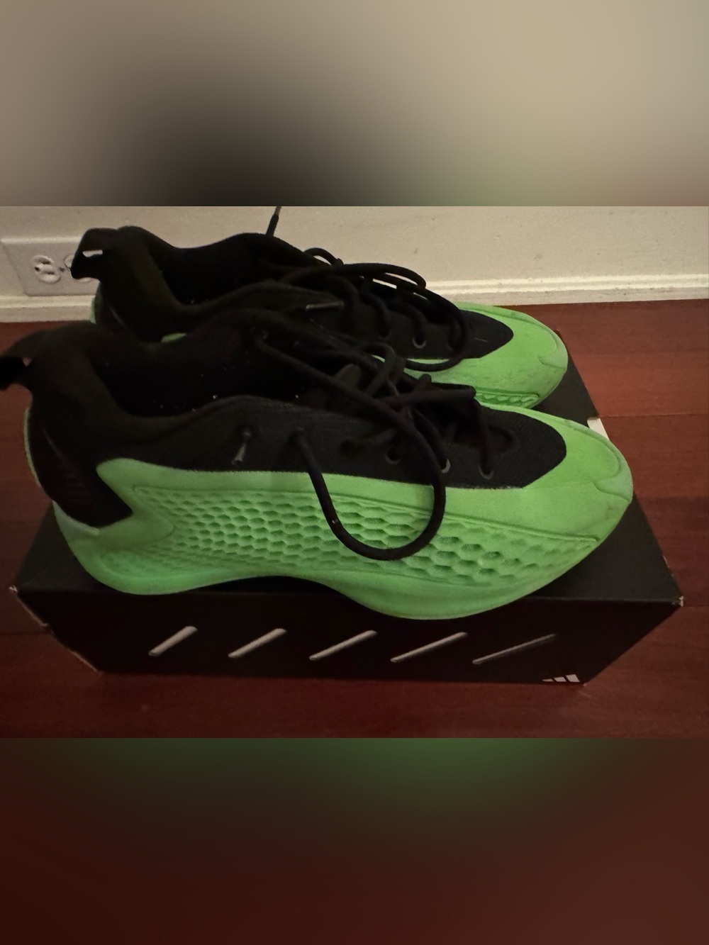 Men's adidas A.E.1 Anthony Edwards basketball shoes in Neon Green and Black